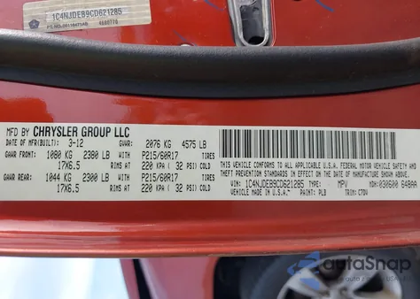 2012 Jeep Compass Latitude from USA, damaged, VIN 1C4NJDEB9CD621285